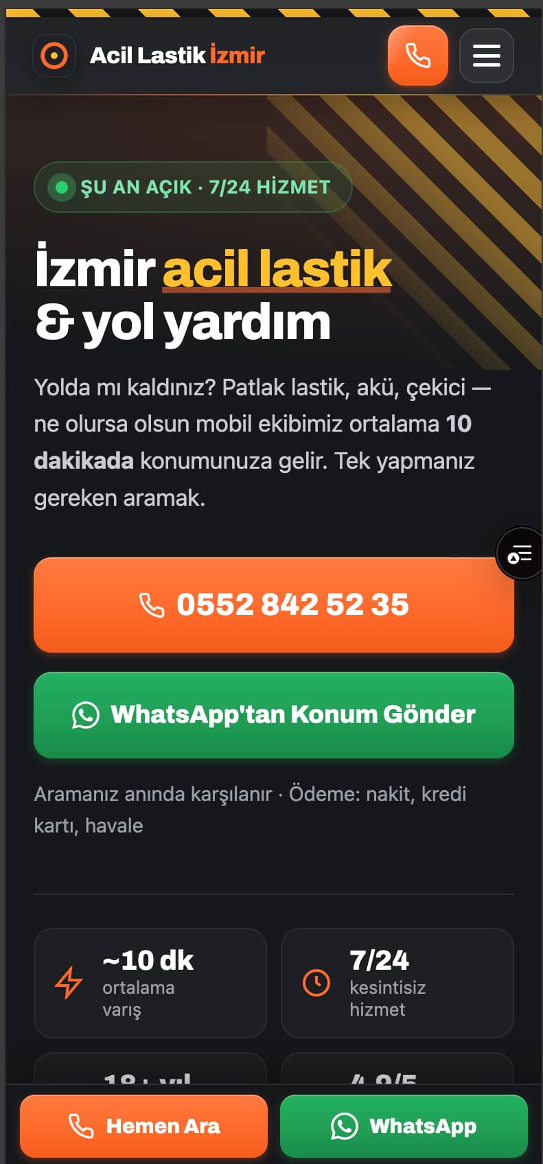 Acil Lastik İzmir — Canlı projeyi aç
